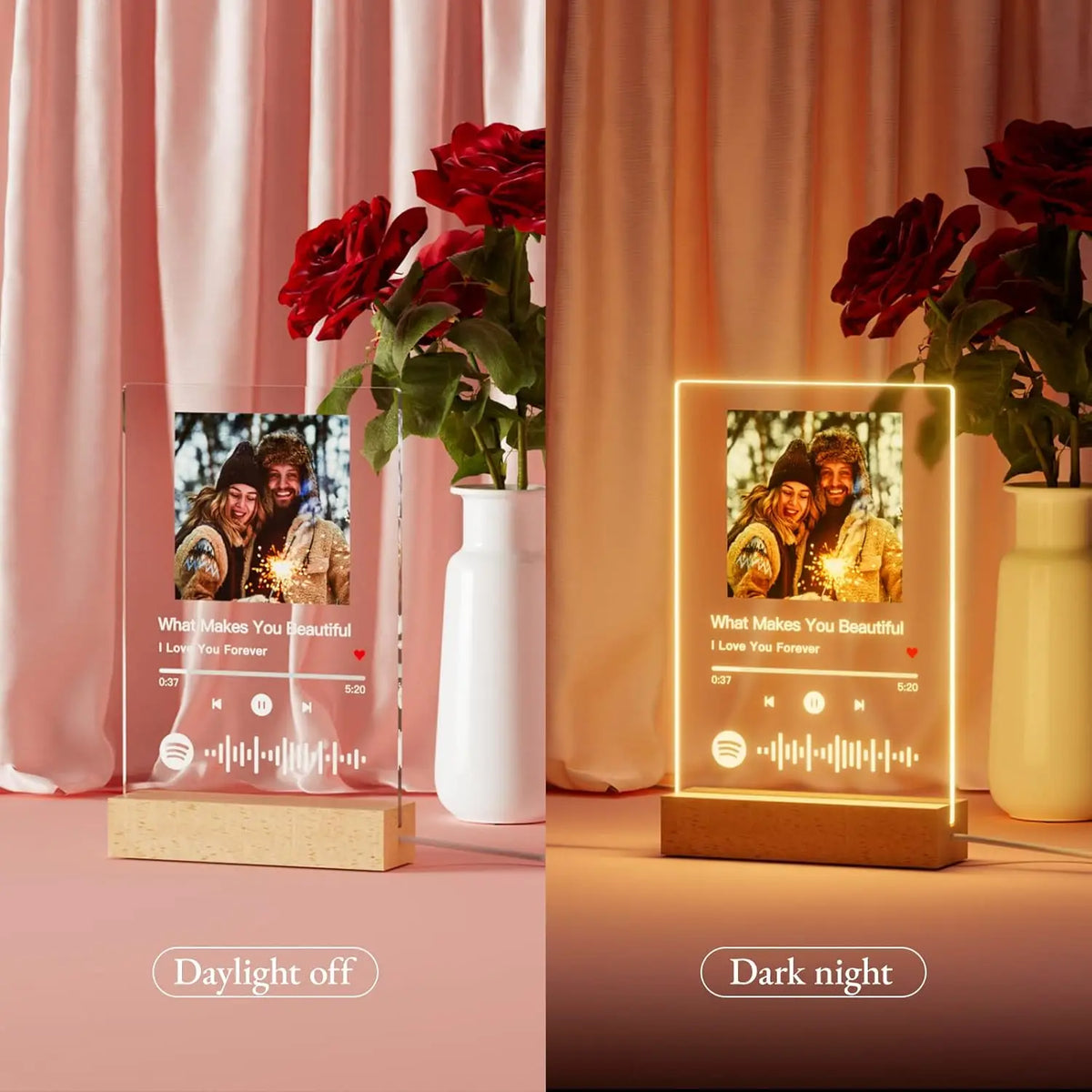 Plaque Musique Personnalisée Photo & Chanson – Lumineuse LED