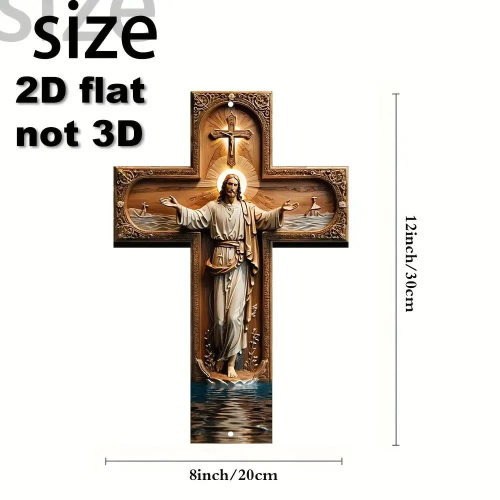 Croix Murale en Bois – Jésus Christ, Décoration Religieuse 20 x 30 cm