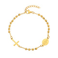 Bracelet Dizainier Croix & Médaille – Perles Dorées, 11 Modèles