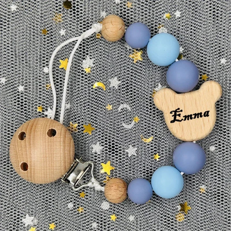 Attache-Tétine Personnalisée au Prénom – Bois & Silicone