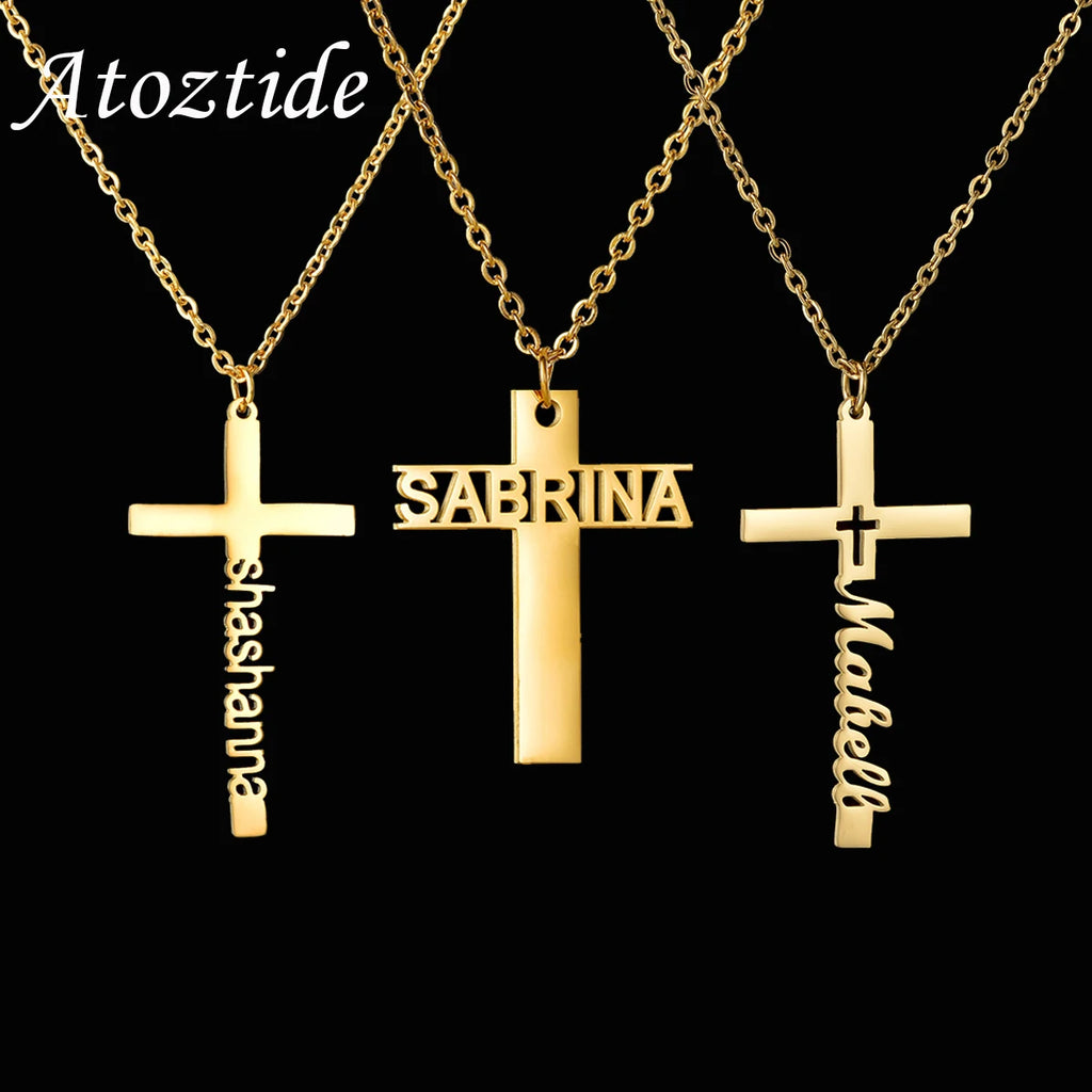 Collier Croix Personnalisé au Prénom – Cadeau de Baptême & Communion