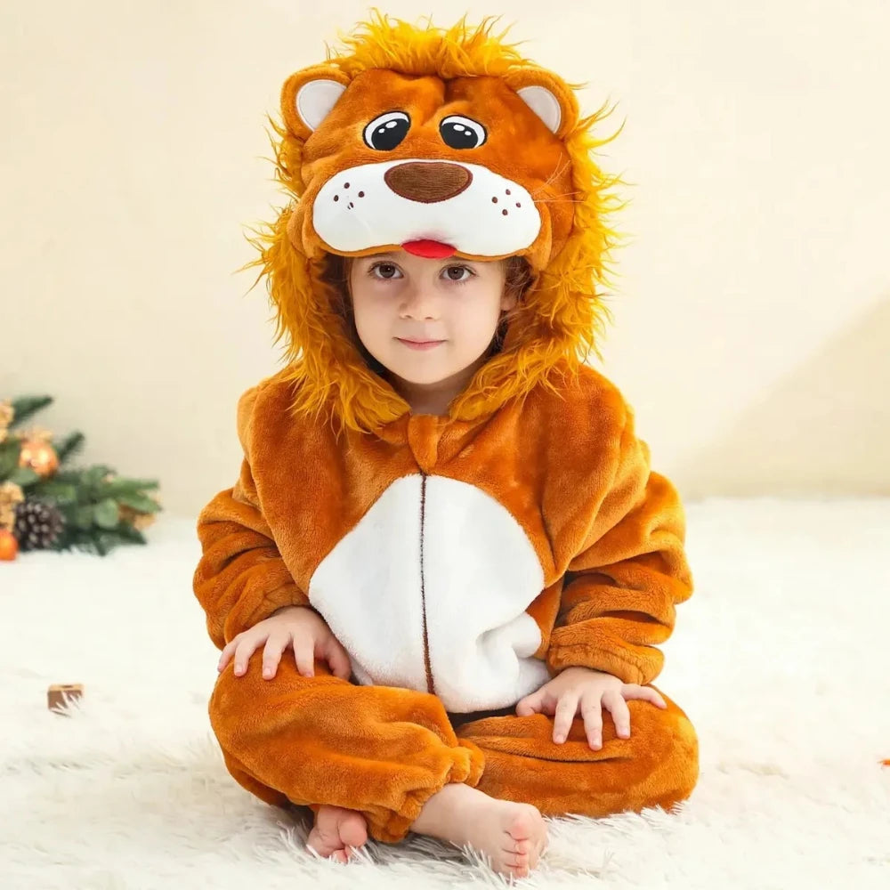 Grenouillère Pyjama Animaux Bébé – Dinosaure, Licorne, Panda | Combinaison Polaire à Capuche