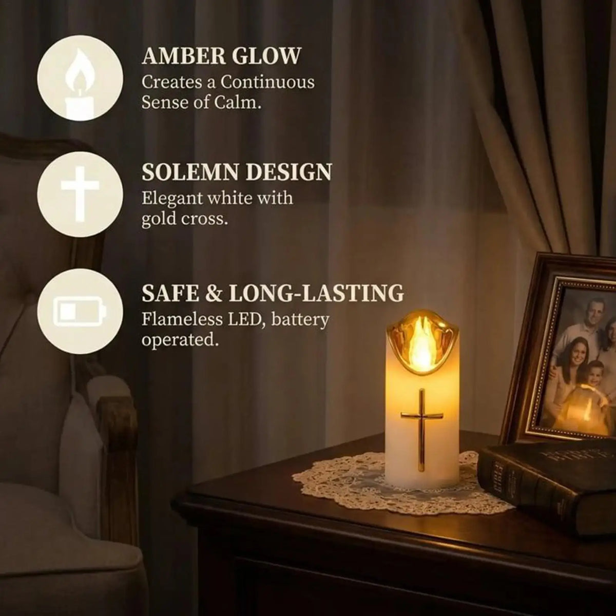 Flameless LED Candles Battery Operated Memorial Grave Lights LED Electric Fake Candle for Outdoor Indoor Porch Garden Church