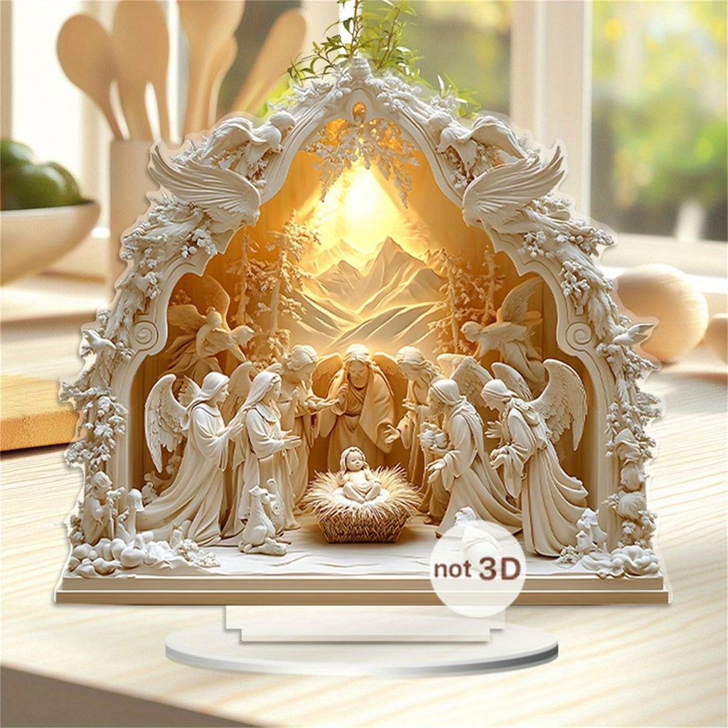 Crèche de Noël en Acrylique – Décor de Table Nativité, 8 Modèles