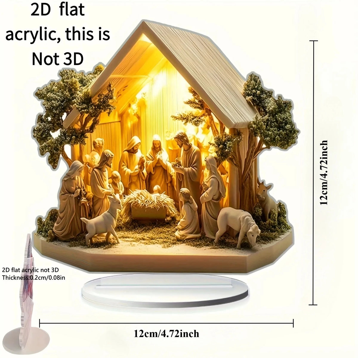 Crèche de Noël en Acrylique – Décor de Table Nativité, 8 Modèles
