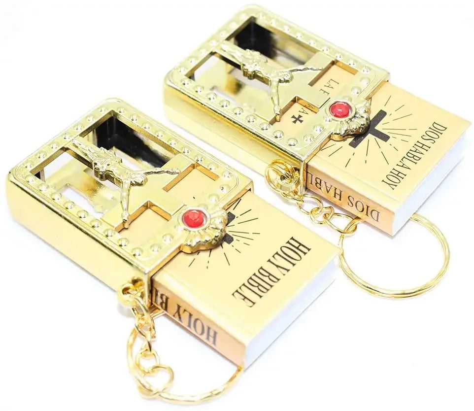 Lot de 20 Porte-clés Mini Bible – Cadeaux d’Invités Baptême & Communion