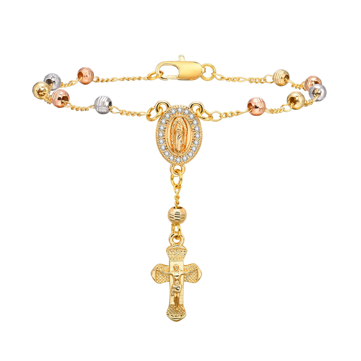 Bracelet Dizainier Croix & Médaille – Perles Dorées, 11 Modèles