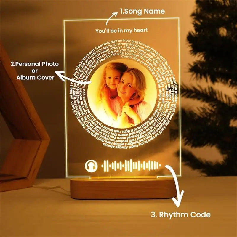 Plaque Musique Personnalisée Photo & Chanson – Lumineuse LED