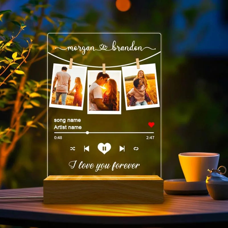 Plaque Musique Personnalisée Photo & Chanson – Lumineuse LED
