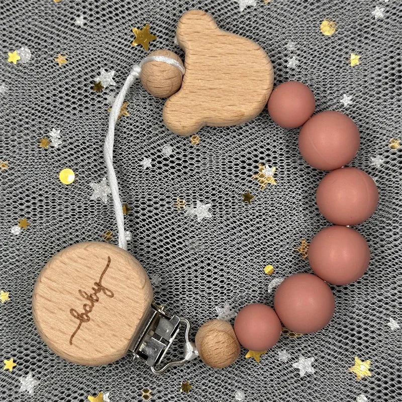 Attache-Tétine Personnalisée au Prénom – Bois & Silicone