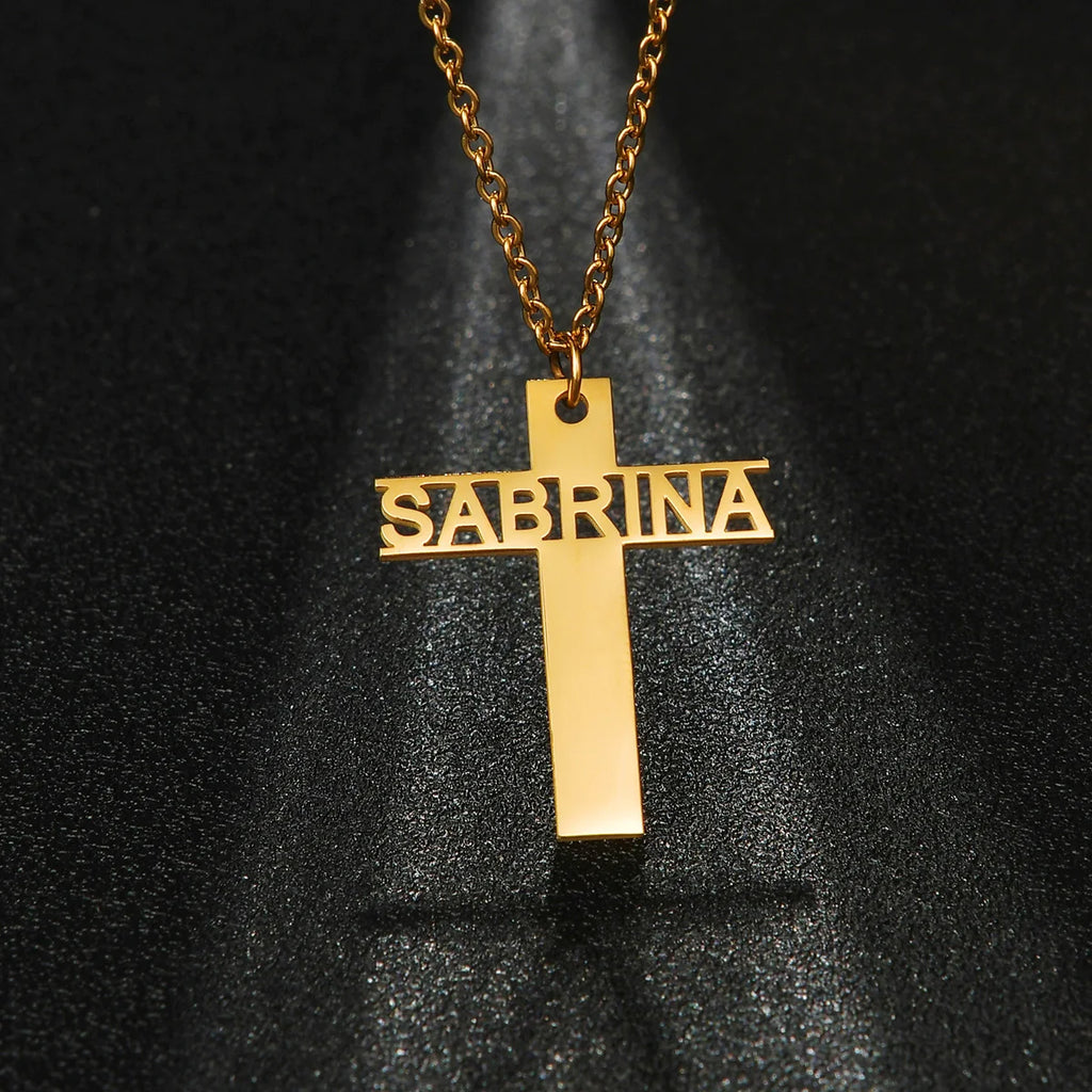 Collier Croix Personnalisé au Prénom – Cadeau de Baptême & Communion