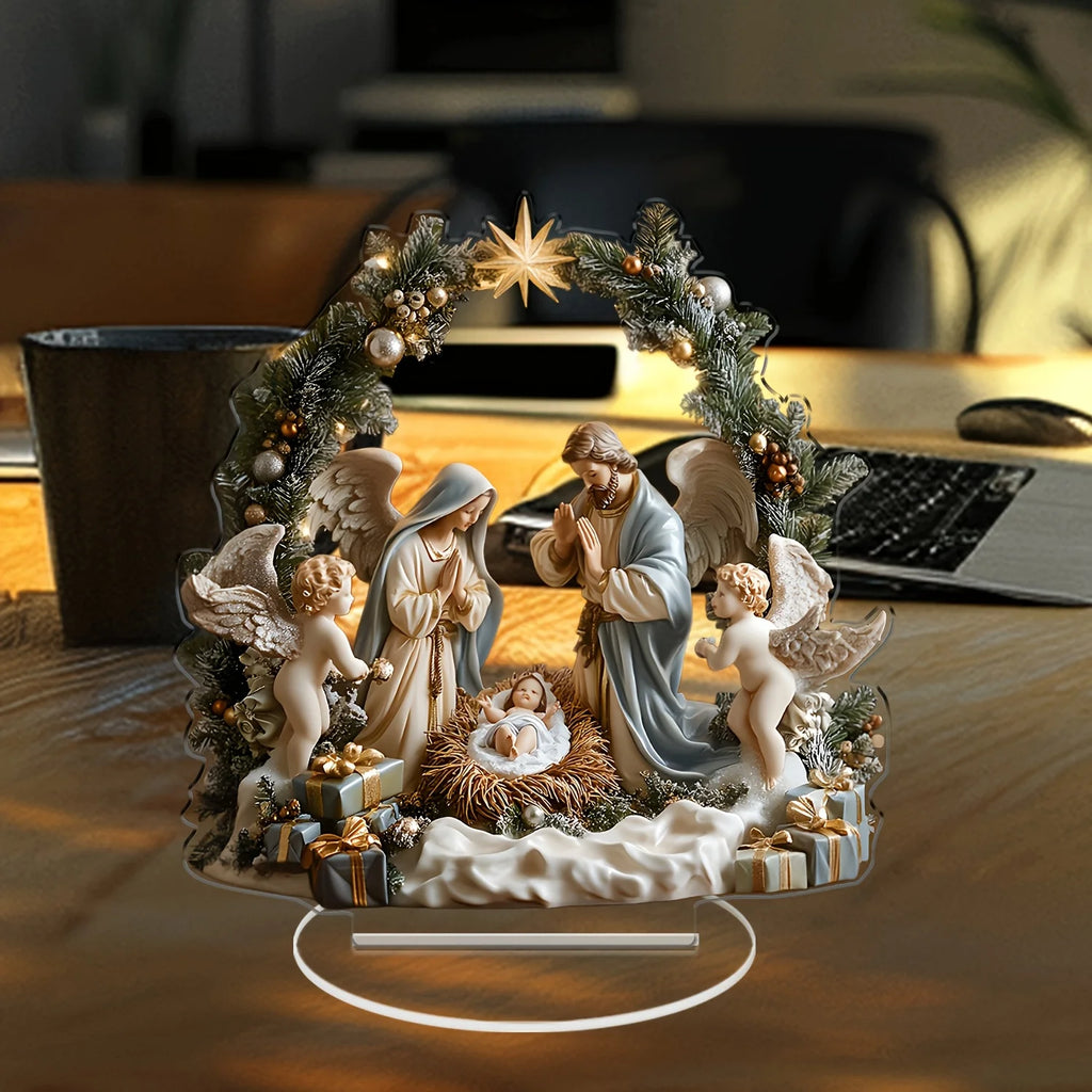 Crèche de Noël en Acrylique – Décor de Table Nativité, 8 Modèles