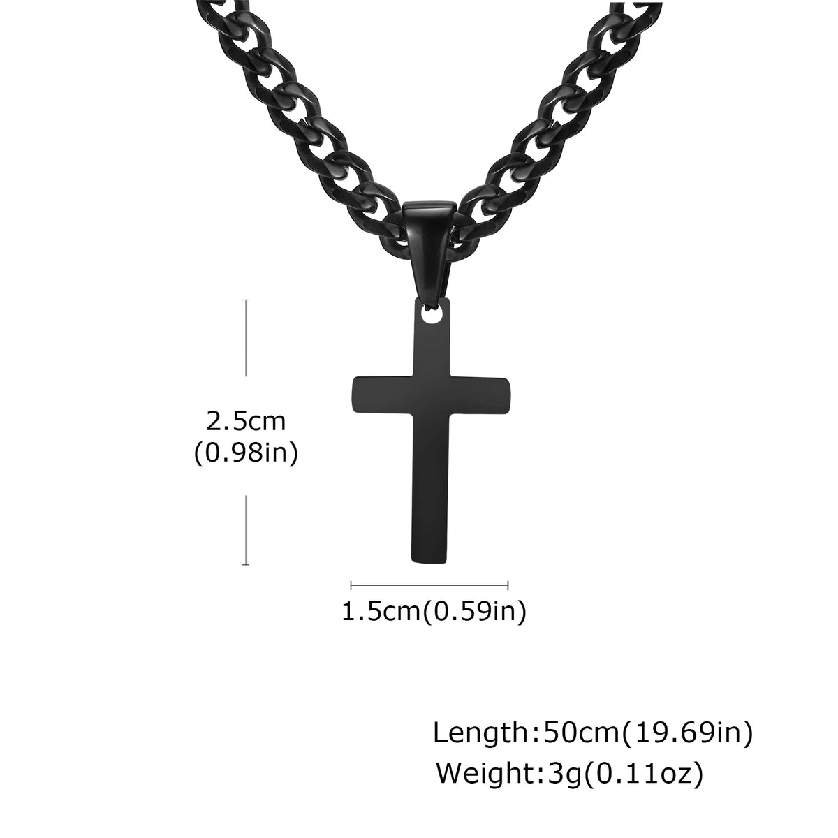 Collier Croix Homme en Acier – Chaîne Gourmette 50 cm