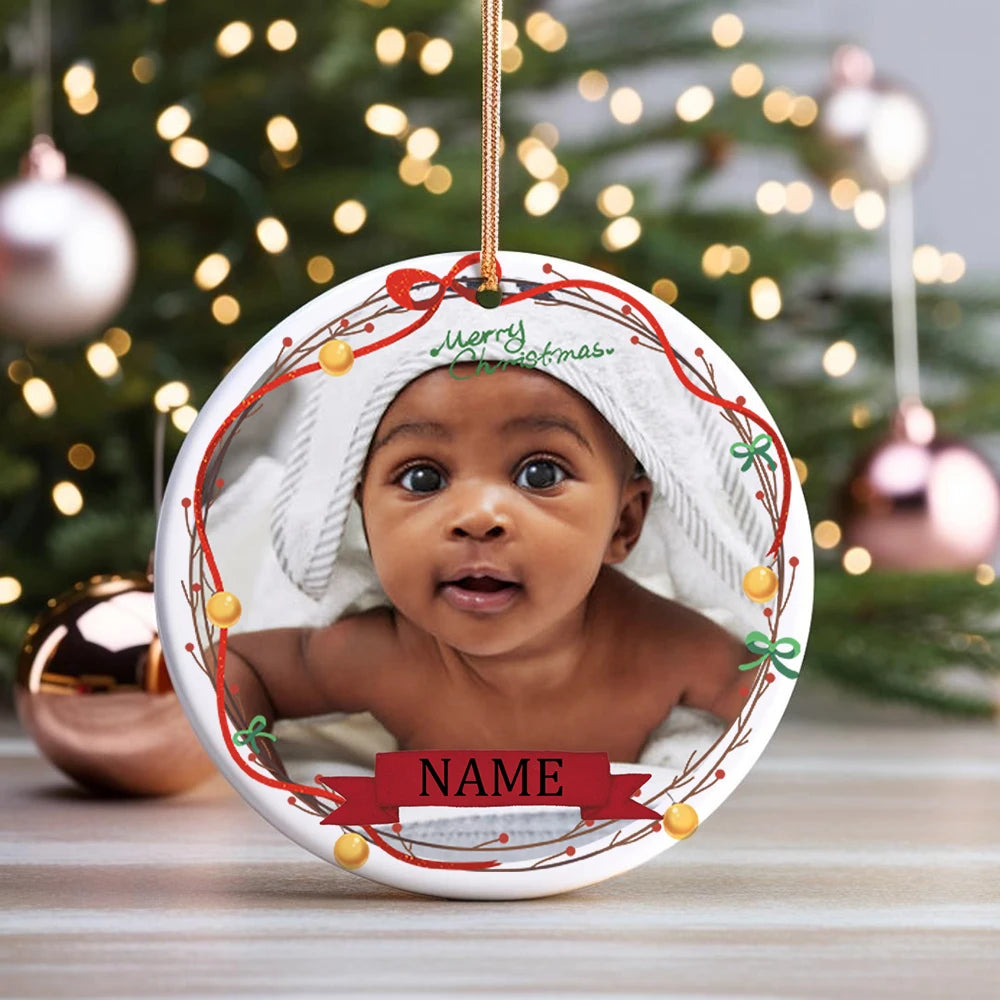 Boule de Noël Premier Noël de Bébé – Photo & Prénom Personnalisés