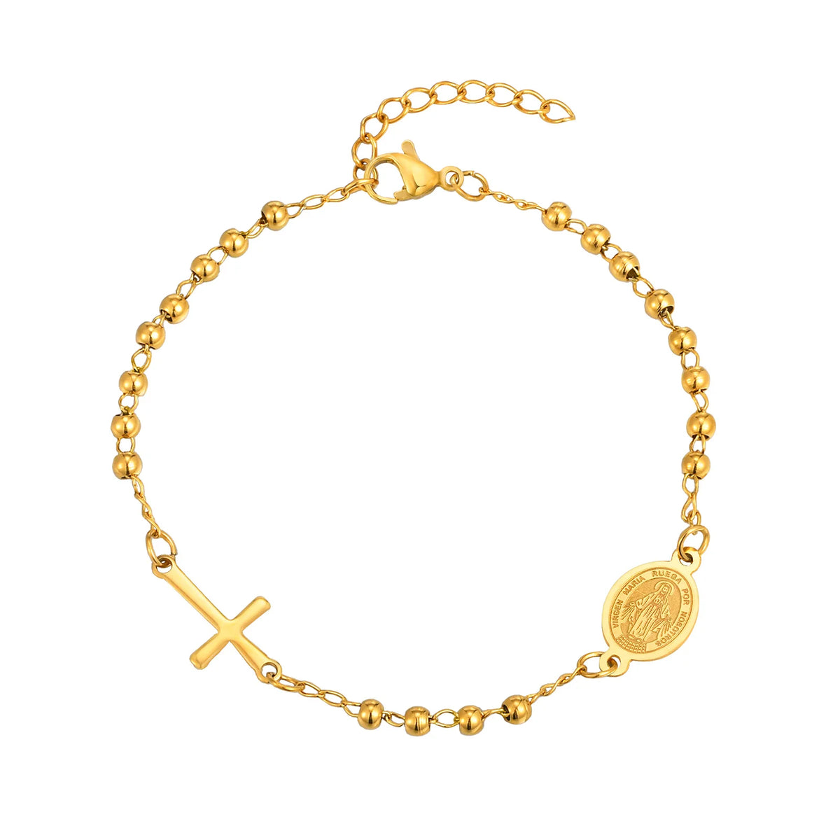 Bracelet Dizainier Croix & Médaille – Perles Dorées, 11 Modèles