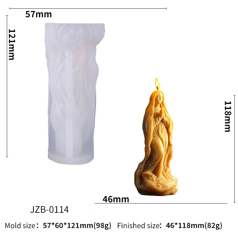 Moule en Silicone Jésus et Vierge Marie – 4 Modèles de Bougies Sculptées