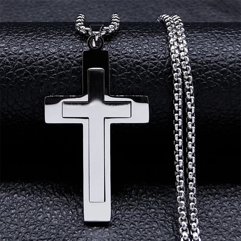Collier Croix Homme en Acier Inoxydable