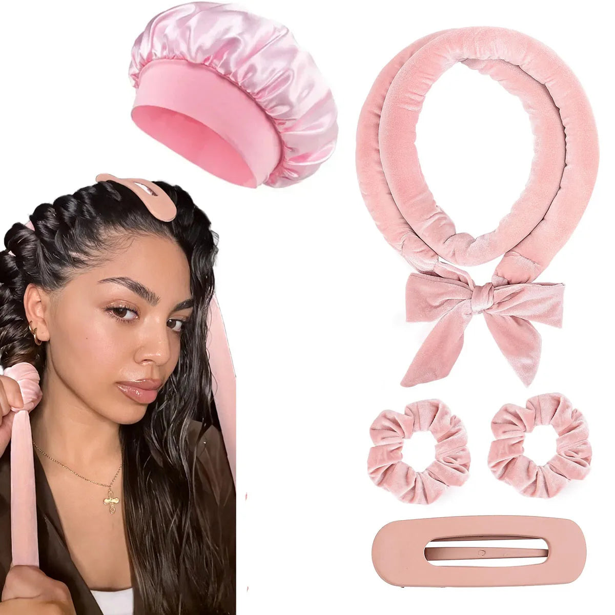 Bigoudis Sans Chaleur en Satin – Boucles Naturelles pendant la Nuit