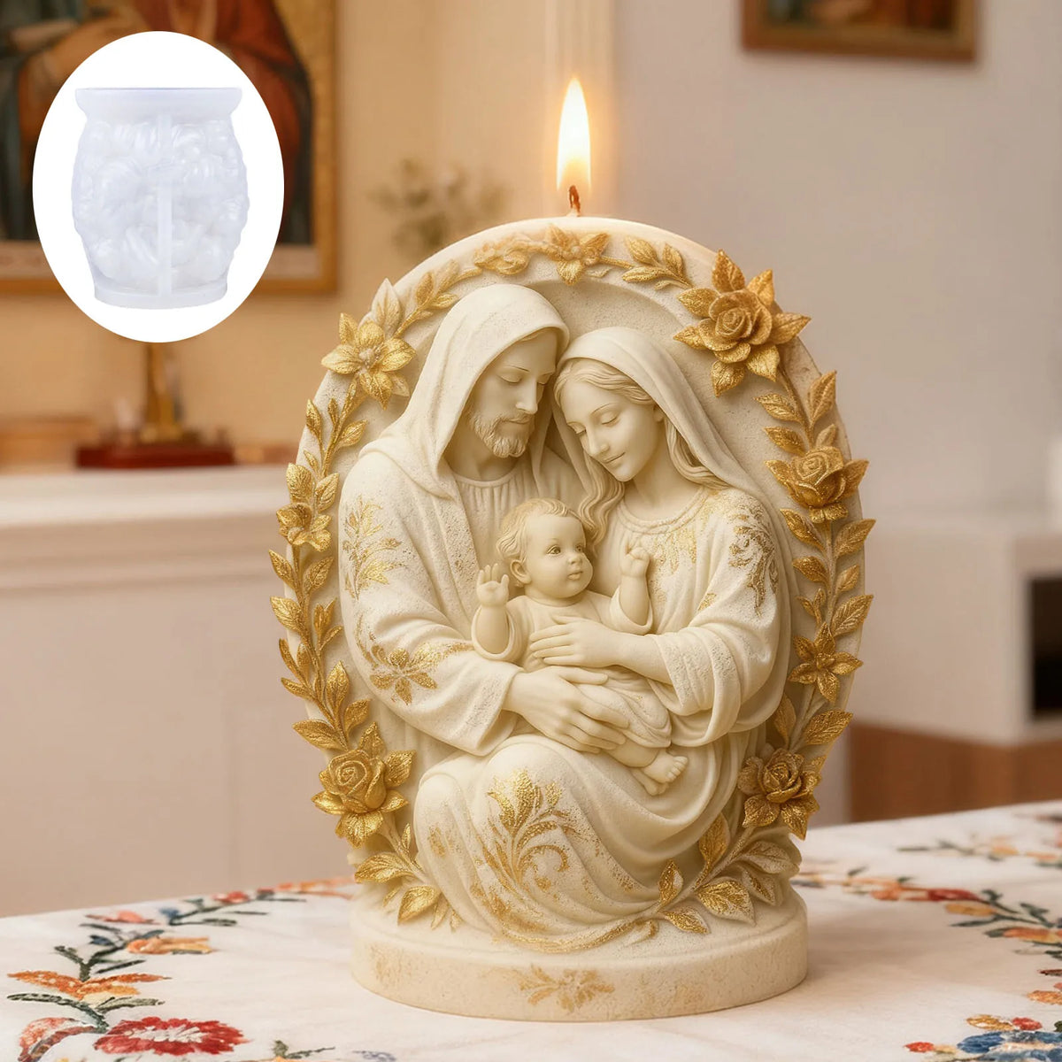 Moule en Silicone Sainte Famille Fleurie
