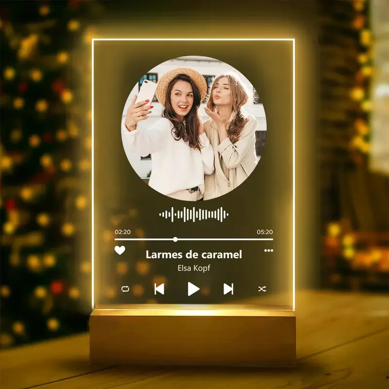 Plaque Musique Personnalisée Photo & Chanson – Lumineuse LED