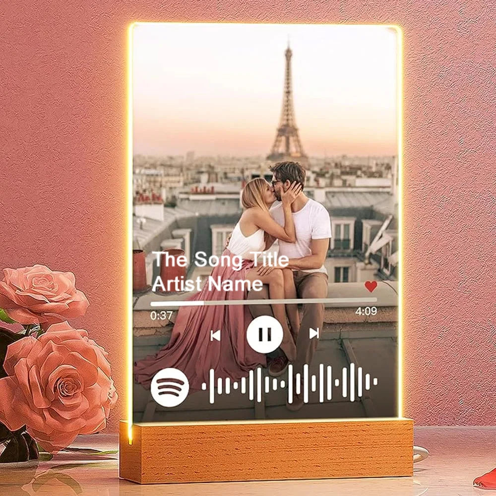 Plaque Musique Personnalisée Photo & Chanson – Lumineuse LED