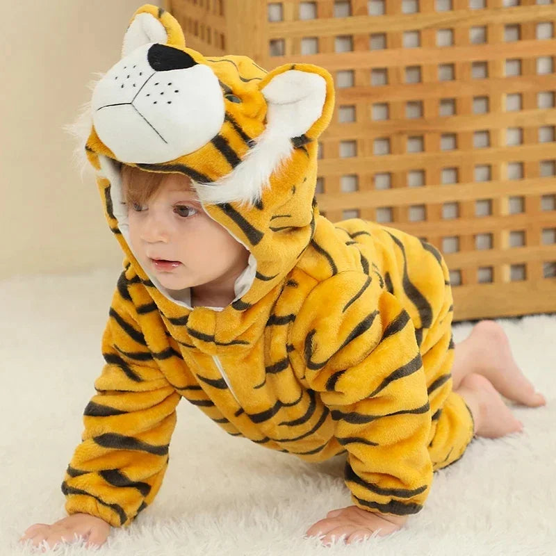Grenouillère Pyjama Animaux Bébé – Dinosaure, Licorne, Panda | Combinaison Polaire à Capuche