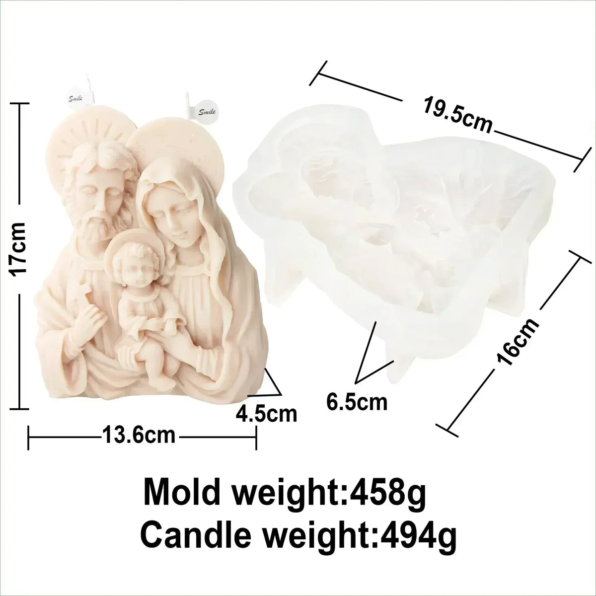 Moules en Silicone Religieux – Vierge, Sainte Famille & Christ