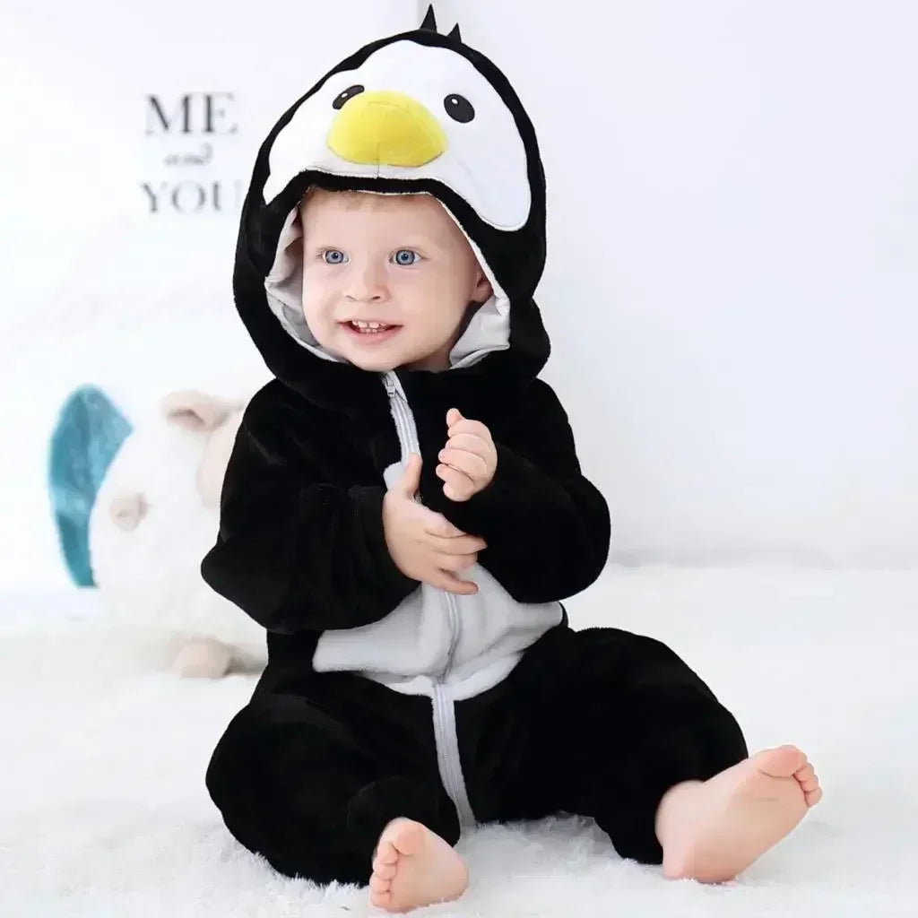 Grenouillère Pyjama Animaux Bébé – Dinosaure, Licorne, Panda | Combinaison Polaire à Capuche