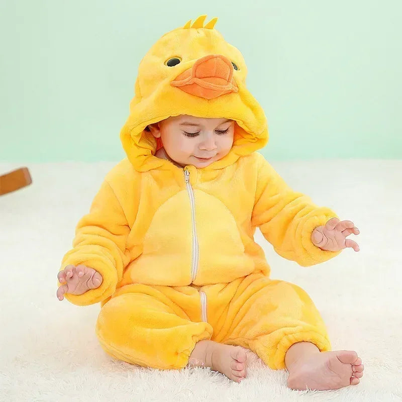 Grenouillère Pyjama Animaux Bébé – Dinosaure, Licorne, Panda | Combinaison Polaire à Capuche