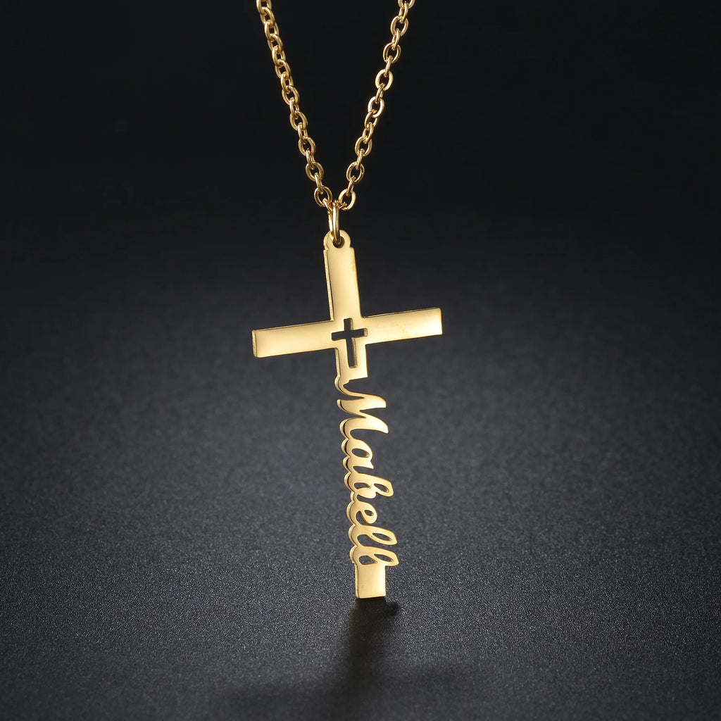Collier Croix Personnalisé au Prénom – Cadeau de Baptême & Communion