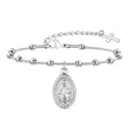 Bracelet Chapelet Médaille Vierge Marie – Acier, Ajustable 16 à 21 cm