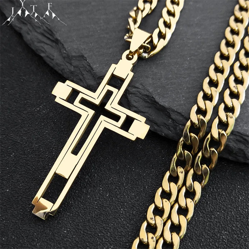 Collier Croix Homme en Acier Inoxydable