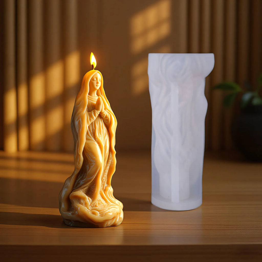 Moule en Silicone Jésus et Vierge Marie – 4 Modèles de Bougies Sculptées