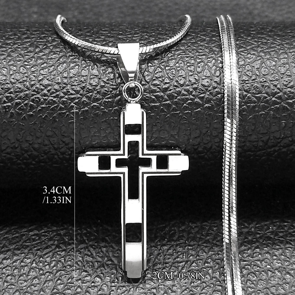 Collier Croix Homme en Acier Inoxydable