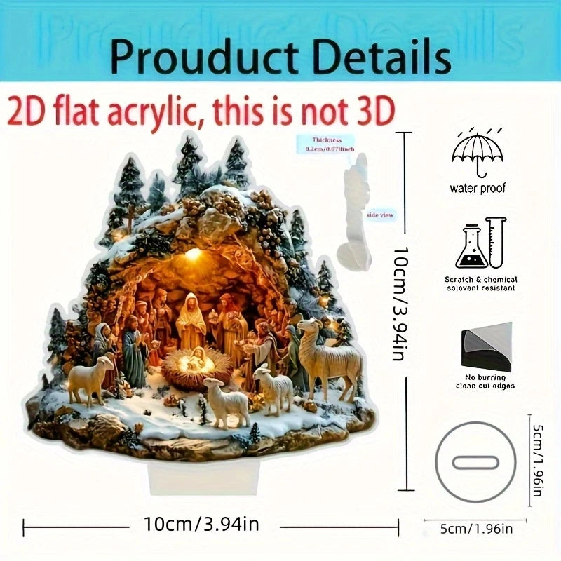 Crèche de Noël en Acrylique – Décor de Table Nativité, 8 Modèles