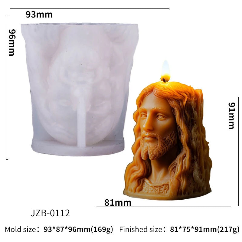 Moule en Silicone Jésus et Vierge Marie – 4 Modèles de Bougies Sculptées